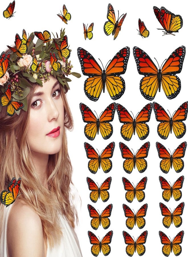 BeapTcely 12 Pcs Dia De Los Muertos Monarch Butterfly Hair Clips, 4 Size 3D Simulation Butterflyr Hair Barrettes Butterfly Headwear Clips for Halloween Day of the Dead Decorations (12 Pieces) - Image 1